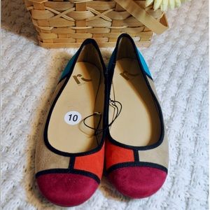 Report velvet color blocking flats